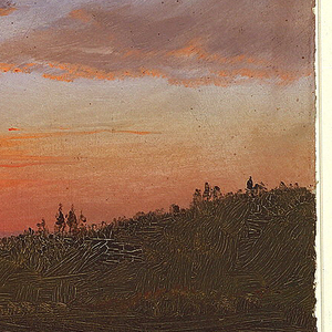Drawing, Hudson Valley, New York at Sunset, 1870–80