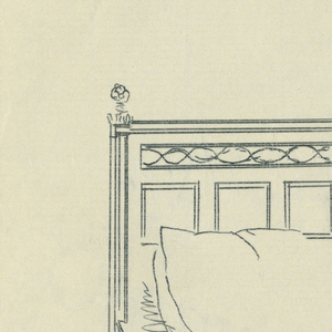 Drawing, Design for Twin Bed with Open Woodwork on Headboard