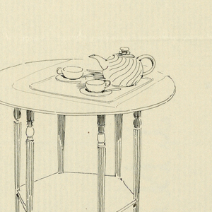Drawing, Design for Small Table with Round Top with Tea Pot and Tea Cup, 1900–05