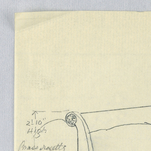 Drawing, Design for Bed with Meanders Carved on Frame and Rosettes Carved on Sides