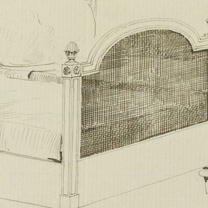 Drawing, Design for Pair of Twin Beds with Lattice Work