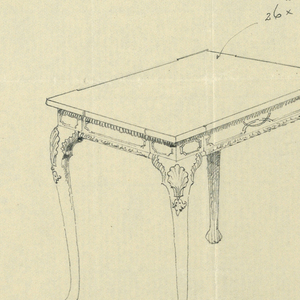 Drawing, Design for Small Rectangular Table with Shell Motifs on Legs, 1900–05
