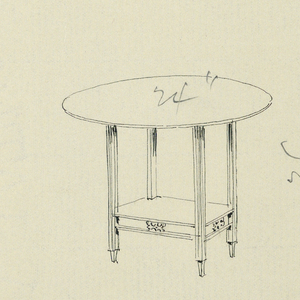 Drawing, Design for Small Round Table with Carved Frieze on Shelf, 1900–05