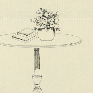 Drawing, Design for Small Table with Vase of Flowers and Books, 1900–05
