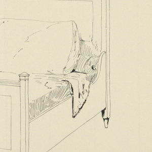 Drawing, Design for Twin Bed #6 with Cut-out Fleur-de-lis