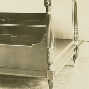 Drawing, Design for Bed with Fluted Posts and Inlaid Headboard and Footboard