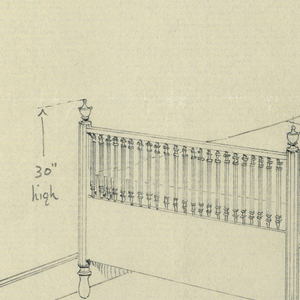 Drawing, Design for Bed with Fluted Posts and Balustrades
