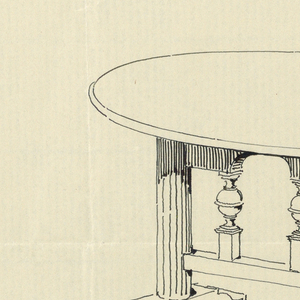 Drawing, Design for Small Oval Table with Fluted Columnar Supports and Square Base, 1900–05