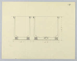 Drawing, Design for Small Rectangular Table "1" with Rosette Motifs