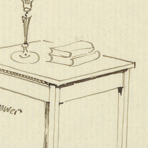 Drawing, Design for Square Lamp Table with Drawer, 1900–05