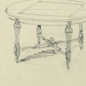 Drawing, Design for Small Round Table with Fluted and Carved Tapering Legs, 1900–05