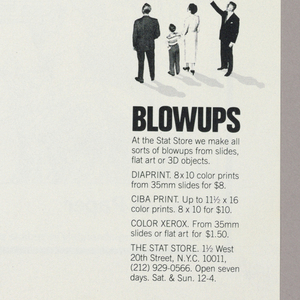Advertisement, Stat Store: Blowups, 1981–83