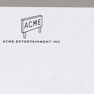 Stationery, Acme Entertainment Inc., ca. 1980s