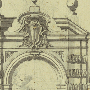 Drawing, Design for Garden Architecture with Colonna Arms, 1600–1750