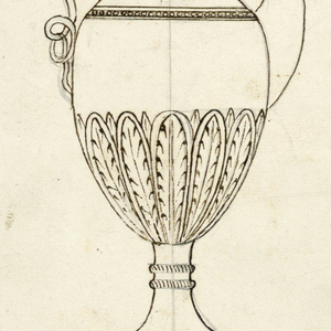 Drawing, Elevation of a Tray with Two Tankards and a Hand Bell, 1830–1860