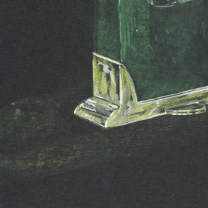 Drawing, Table lamp with green bas