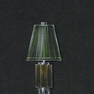 Drawing, Table lamp with brown bas