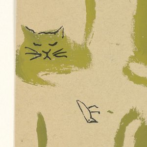 Drawing, Textile Design: Cats and, 1957
