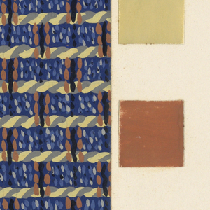 Drawing, #104 Navy, rust, grey and