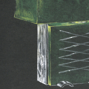 Drawing, Table lamp with green bas