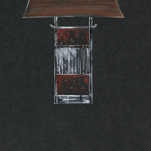 Drawing, Table lamp with red and w