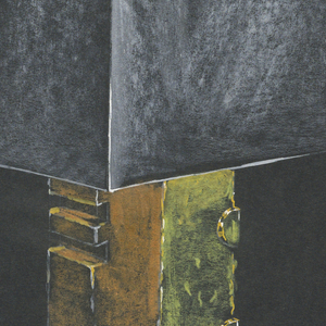 Drawing, Table lamp with green and
