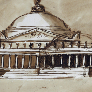 Drawing, Mausoleum (or Library)