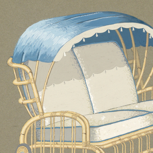 Drawing, 24. Bamboo love seat with