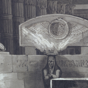 Drawing, Stage Design, Interior of Egyptian Temple, 1810–30