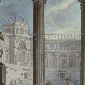 Drawing, Theater Curtain: View of a Classical Amphitheater, Marsigli-Rossi Theater, Bologna, 1808