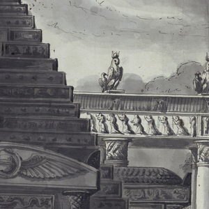 Drawing, Stage Design, Courtyard of an Egyptian Temple, early 19th century