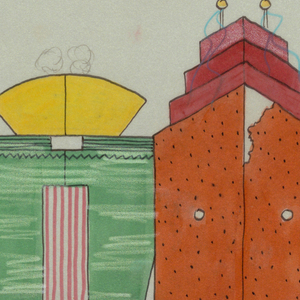Drawing, Screen Design:  "Temple of Nuclear Waste," Front Side, ca. 1987
