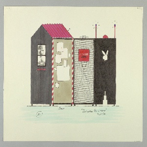 Drawing, Screen Design:  "Radio Active Guard House," Front Side, 1980s