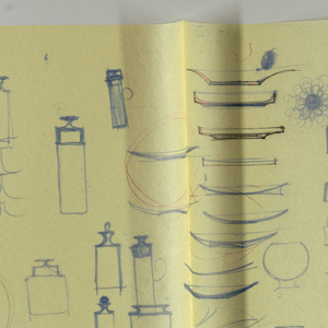 Drawing, Studies of plates, cups,