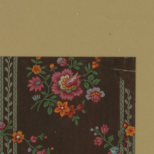 Drawing, Design for Textile Border with Vertical Vine and Scattered Flowers