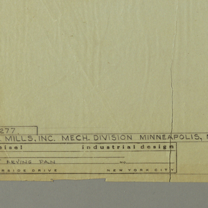 Drawing, Frying Pan for General Mills/Eastern Metal, 1940–50