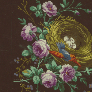 Drawing, Design for Textile Border with Two Birds and Nest with Eggs