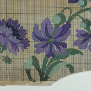 Drawing, Mise-en-carte for flower sprays for silk brocade; schemes for weaving, 1815–50