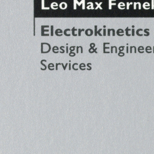Business Card, Electrokinetics, ca. 1995