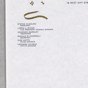 Letterhead, Nagra Magnetic Recorders, Inc.