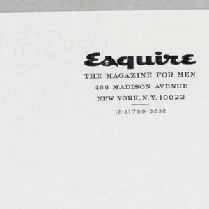 Letterhead, Esquire Magazine