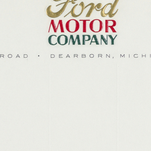 Letterhead, Ford Motor Co., The American Road