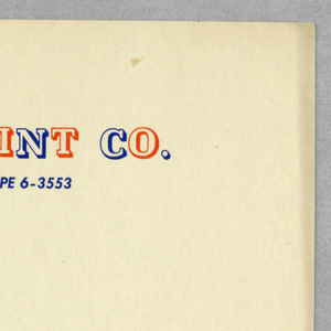 Sheet Of Stationery, Multicolor Print Co., ca. 1946–47