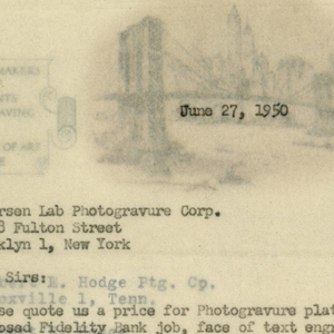 Letterhead, Anderson Lamb Photogravur, ca. 1940–65