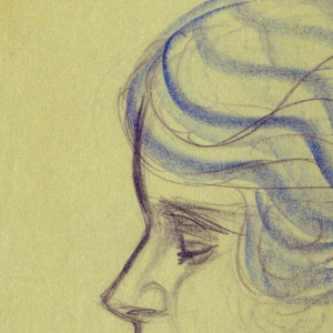 Drawing, Female Head, Left Profile; Eye Closed, Wavy Hair, ca. 1930s