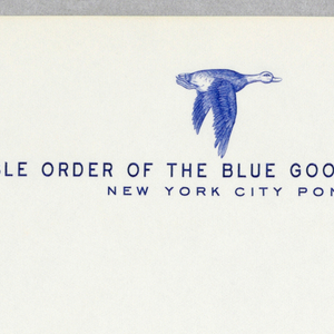 Letterhead, Honorable Order of the Blue Goose, International / New York City Pond, late 20th century