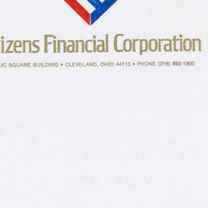 Letterhead, Citizens Financial Corporation, Cleveland, late 20th century