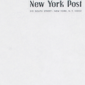 Letterhead, New York Post, early–mid-20th century