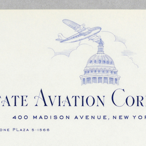 Letterhead, State Aviation Corporation, New York, late 20th century