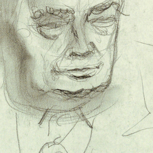 Drawing, Male Head and Upper Body in Coat and Tie, ca. 1930s